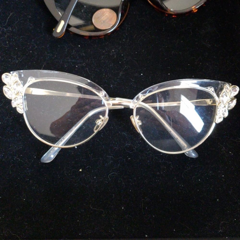 Clear Vintage Rhinestone Statement Sunglasses